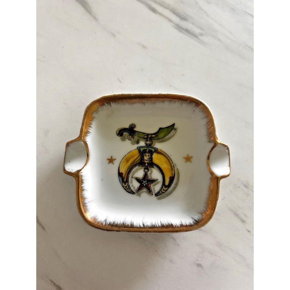 Vintage Shriners International Masonic Society Ashtray Ceramic Trinket Dish BxA